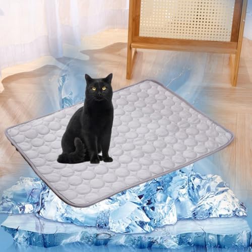 Lukery Kühlmatte für Hunde Katze, Kühlbett für Sommer Natürliche Kühlung Hundekühlmatte Waschbar Kühlendes Hundebett Eisseide für Zuhause Unterwegs oder im Auto (XXL-150x100cm,Grau) von Lukery