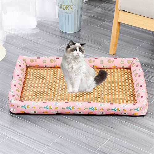 Lukery Kühlmatte für Hunde Katzen Sommer Cooling Mat Natürliches Komfortabel Breathable Hundematte Waschbare Faltbar Kühlkissen für Haustiere (40x30cm,Rosa Kaninchen) von Lukery