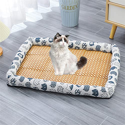 Lukery Kühlmatte für Hunde Katzen Sommer Cooling Mat Natürliches Komfortabel Breathable Hundematte Waschbare Faltbar Kühlkissen für Haustiere (40x30cm,Weiße Katze) von Lukery