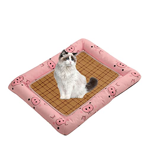 Lukery Kühlmatte für Hunde Katzen Sommer Cooling Mat Natürliches Komfortabel Breathable Hundematte Waschbare Faltbar Kühlkissen für Haustiere (55x45cm,Ferkel) von Lukery