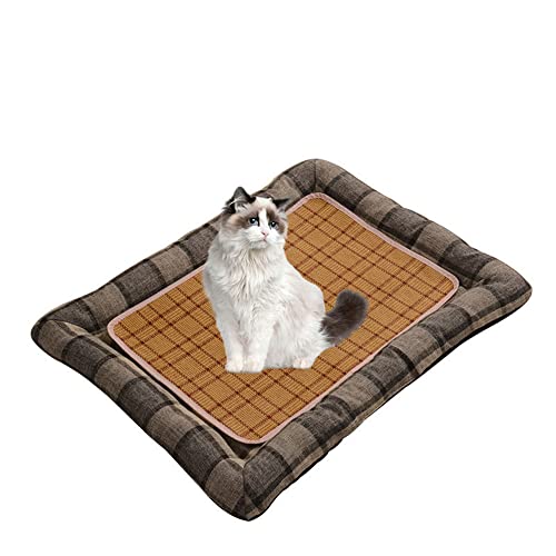 Lukery Kühlmatte für Hunde Katzen Sommer Cooling Mat Natürliches Komfortabel Breathable Hundematte Waschbare Faltbar Kühlkissen für Haustiere (55x45cm,Kariert) von Lukery