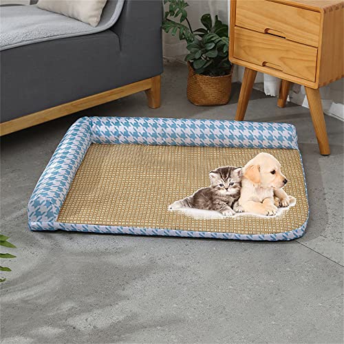 Lukery Kühlmatte für Hunde Katzen Sommer Cooling Mat Natürliches Komfortabel Breathable Hundematte Waschbare Faltbar Kühlkissen für Haustiere (60x42cm,Bird's Nest Blau) von Lukery