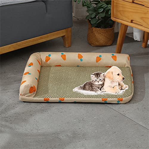 Lukery Kühlmatte für Hunde Katzen Sommer Cooling Mat Natürliches Komfortabel Breathable Hundematte Waschbare Faltbar Kühlkissen für Haustiere (60x42cm,Schöner Rettich) von Lukery