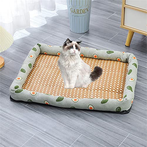 Lukery Kühlmatte für Hunde Katzen Sommer Cooling Mat Natürliches Komfortabel Breathable Hundematte Waschbare Faltbar Kühlkissen für Haustiere (70x55cm,Avocado) von Lukery
