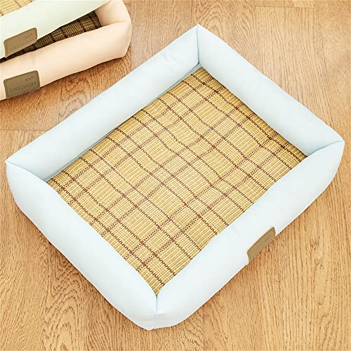 Lukery Kühlmatte für Hunde Katzen Sommer Cooling Mat Natürliches Komfortabel Breathable Hundematte Waschbare Faltbar Kühlkissen für Haustiere (70x80x8cm,Hellblau) von Lukery