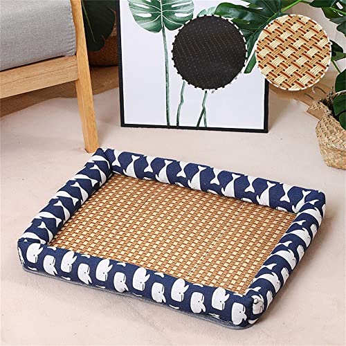Lukery Kühlmatte für Hunde Katzen Sommer Cooling Mat Natürliches Komfortabel Breathable Hundematte Waschbare Faltbar Kühlkissen für Haustiere (83x61CM,Blauer Wal) von Lukery