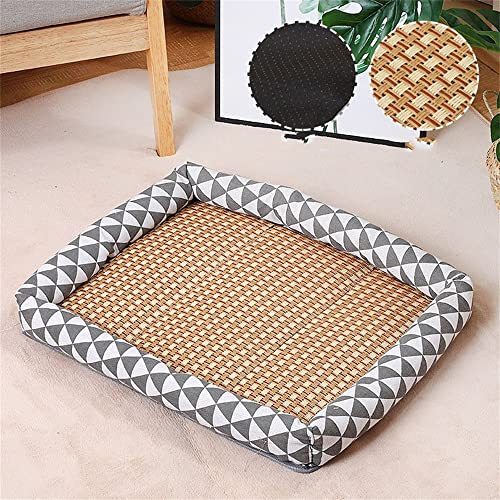 Lukery Kühlmatte für Hunde Katzen Sommer Cooling Mat Natürliches Komfortabel Breathable Hundematte Waschbare Faltbar Kühlkissen für Haustiere (83x61CM,Dreiecke) von Lukery