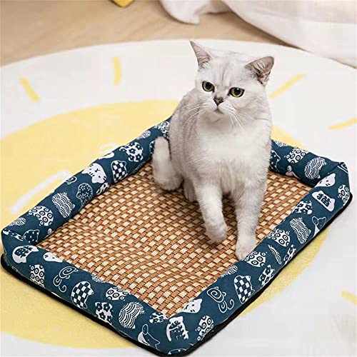Lukery Kühlmatte für Hunde Katzen Sommer Cooling Mat Natürliches Komfortabel Breathable Hundematte Waschbare Faltbar Kühlkissen für Haustiere (L,Alte Blumenkatze) von Lukery
