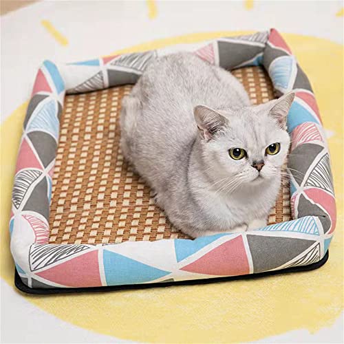 Lukery Kühlmatte für Hunde Katzen Sommer Cooling Mat Natürliches Komfortabel Breathable Hundematte Waschbare Faltbar Kühlkissen für Haustiere (S,Eiscreme) von Lukery