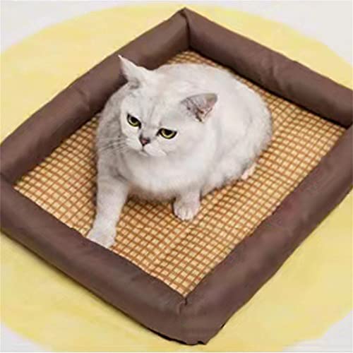 Lukery Kühlmatte für Hunde Katzen Sommer Cooling Mat Natürliches Komfortabel Breathable Hundematte Waschbare Faltbar Kühlkissen für Haustiere (S,Kaffee) von Lukery