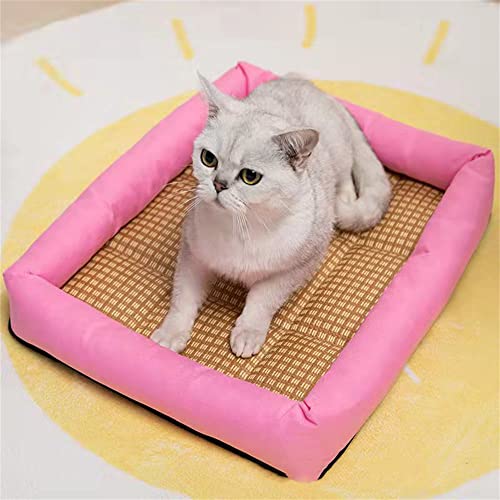 Lukery Kühlmatte für Hunde Katzen Sommer Cooling Mat Natürliches Komfortabel Breathable Hundematte Waschbare Faltbar Kühlkissen für Haustiere (XL,Rosa) von Lukery