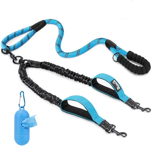 Lukovee Doppelte Hundeleine, kein Verheddern, um 360 ° drehbar, strapazierfähig, reflektierend, für 2 Hunde, mit zwei gepolsterten Griffen, doppelter Hunde-Splitter, stoßdämpfend, für kleine und Lukovee Doppelte Hundeleine, kein Verheddern, um 360 ° drehbar, strapazierfähig, reflektierend, für 2 Hunde, mit zwei gepolsterten Griffen, doppelter Hunde-Splitter, stoßdämpfend, für kleine und von Lukovee