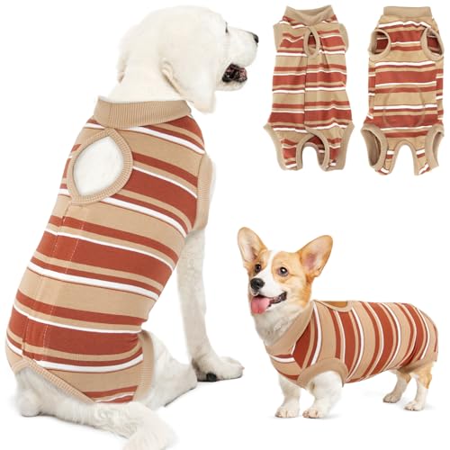 Lukovee Genesungsanzug für Hunde, Einteiler, Operationsanzug für weibliche und männliche Hunde, Bauchwunden, Kegel, E-Halsband, Alternative, verhindert Lecken, Spay Recovery Suit (braune Streifen, XL) Lukovee Genesungsanzug für Hunde, Einteiler, Operationsanzug für weibliche und männliche Hunde, Bauchwunden, Kegel, E-Halsband, Alternative, verhindert Lecken, Spay Recovery Suit (braune Streifen, XL) von Lukovee