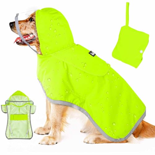 Lukovee Hunde-Regenmantel, verstellbare Hunderegenjacke mit transparenter Kapuze, doppellagig, für große, mittelgroße und kleine Hunde, Welpen, wasserdichter Regenmantel, Poncho mit reflektierender Lukovee Hunde-Regenmantel, verstellbare Hunderegenjacke mit transparenter Kapuze, doppellagig, für große, mittelgroße und kleine Hunde, Welpen, wasserdichter Regenmantel, Poncho mit reflektierender von Lukovee