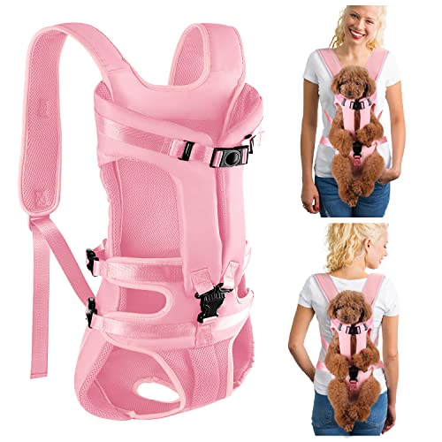 Lukovee Hunderucksack, Beinfreiheit, leicht anzuziehen, für kleine und mittelgroße Hunde, verstellbar, freihändig, Brusttrage für Wandern, Radfahren (Pink, XL) von Lukovee