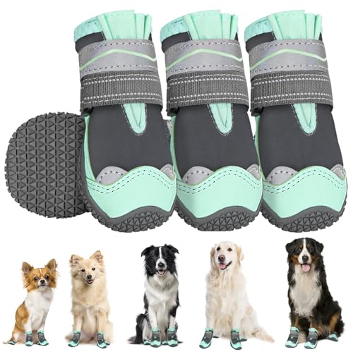 Lukovee Hundeschuhe, wasserdichte Hundeschuhe für große, mittelgroße und kleine Hunde, Sommer, heißer Gehweg, verstellbar, rutschfester Gummi-Potenschutz für Hartholzböden, Outdoor-Spaziergänge von Lukovee