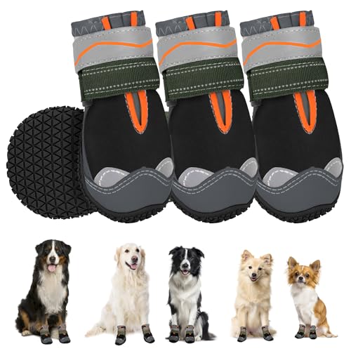 Lukovee Hundeschuhe, wasserdichte Hundeschuhe für große, mittelgroße und kleine Hunde, Sommer, heißer Gehweg, verstellbar, rutschfester Gummi-Potenschutz für Hartholzböden, Outdoor-Spaziergänge von Lukovee