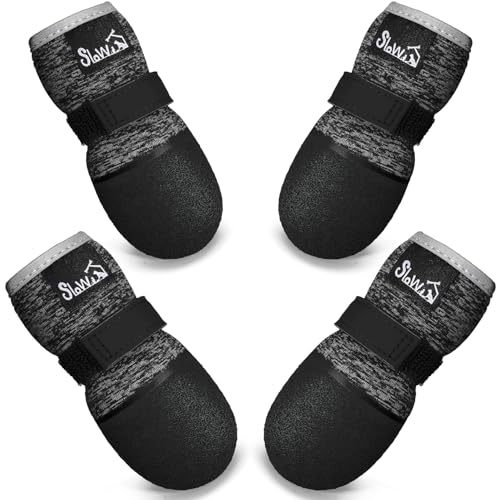 Lukovee Hundeschuhe – atmungsaktive Hundesocken Schuhe für Hartholzböden, Schnee, heiße Bürgersteige, wasserdichte, rutschfeste Sohlen (Größe 40, BW) von Lukovee
