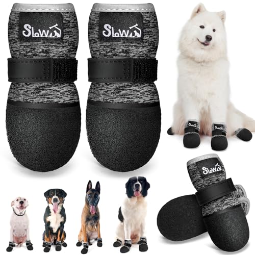 Lukovee Hundeschuhe – atmungsaktive Hundesocken Schuhe für Hartholzböden, Schnee, heißer Bürgersteig, wasserdichte rutschfeste Sohlen, Booties mit reflektierendem Streifen für kleine, mittelgroße und von Lukovee