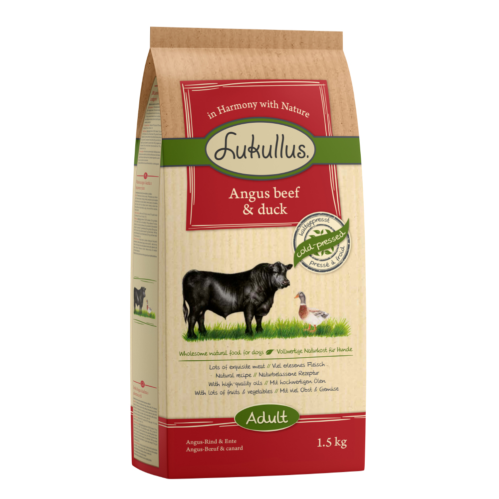 1 kg / 1,5 kg Lukullus zum Sonderpreis! - Kaltgepresst Angus-Rind & Ente 1,5 kg von Lukullus