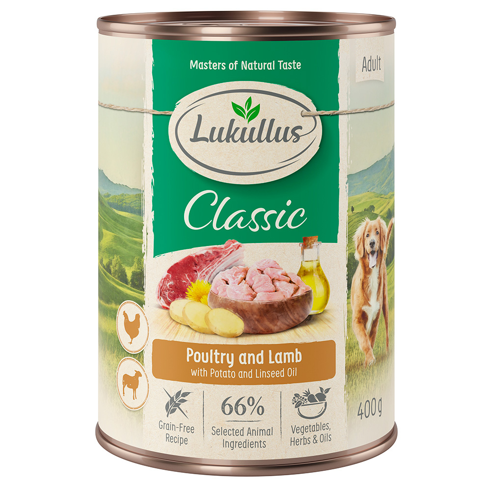 6 x 400 g Lukullus Naturkost zum Sonderpreis! - Adult Getreidefrei Geflügel & Lamm von Lukullus