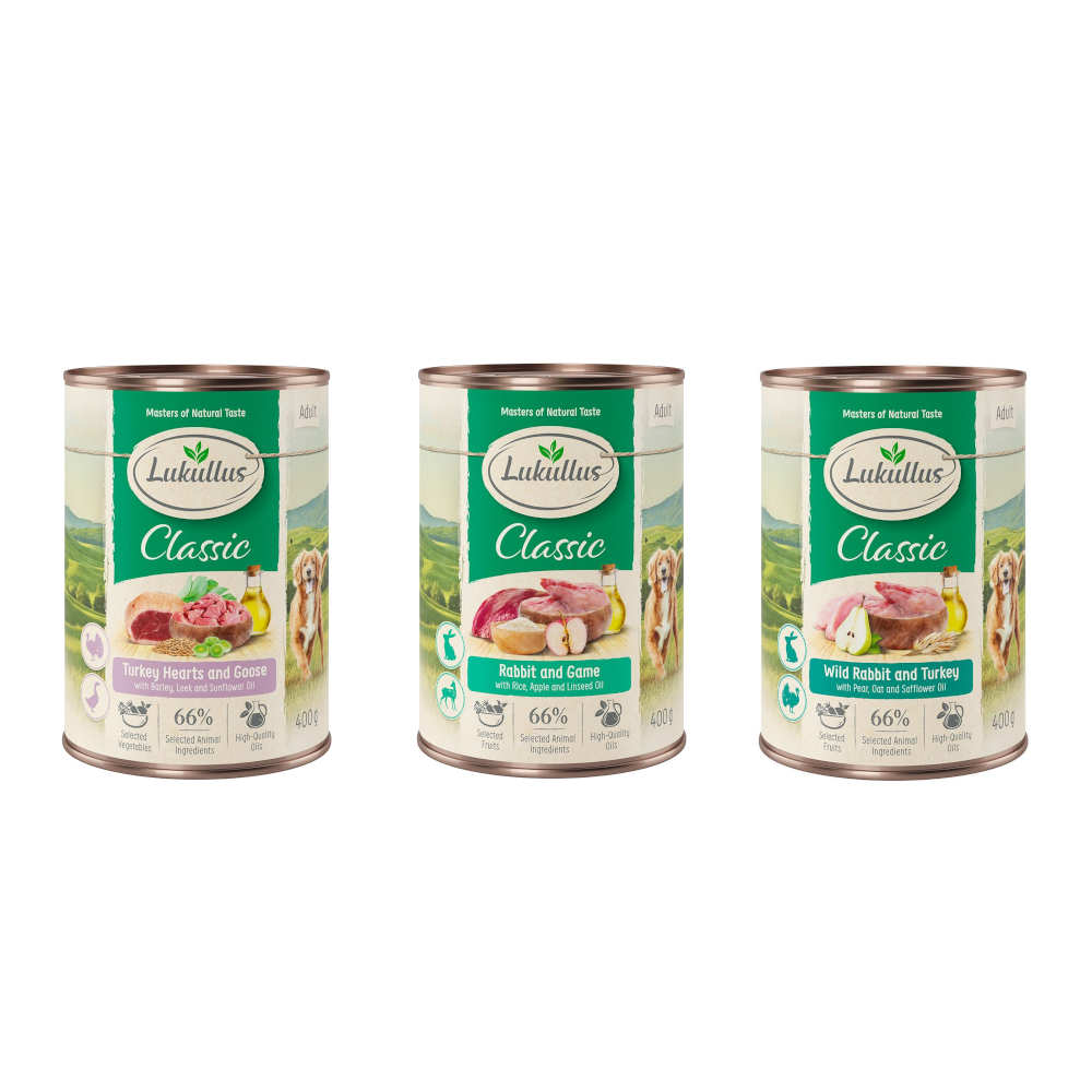 6 x 400 g Lukullus Naturkost zum Sonderpreis! - Adult Mix (3 Sorten) von Lukullus