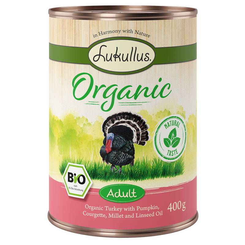 Lukullus Organic Adult Pute mit Zucchini (glutenfrei) - 6 x 400 g von Lukullus