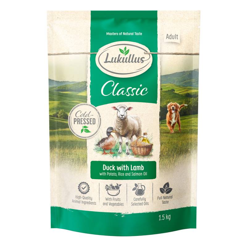 Lukullus Kaltgepresst Barbarie-Ente & Lamm - 1,5 kg: neue Rezeptur Lukullus Kaltgepresst Barbarie-Ente & Lamm - 1,5 kg: neue Rezeptur von Lukullus