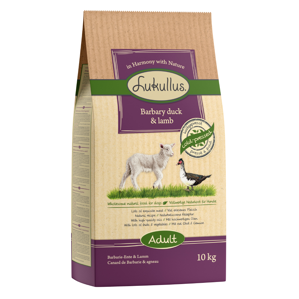 Lukullus Kaltgepresst Barbarie-Ente & Lamm - Sparpaket: 2 x 10 kg Lukullus Kaltgepresst Barbarie-Ente & Lamm - Sparpaket: 2 x 10 kg von Lukullus