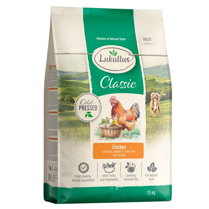 Lukullus Kaltgepresst Huhn & Vollkornreis - Sparpaket: 2 x 15 kg: neue Rezeptur von Lukullus