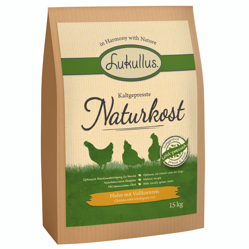 Lukullus Kaltgepresste Naturkost Huhn & Vollkornreis - 15 kg von Lukullus