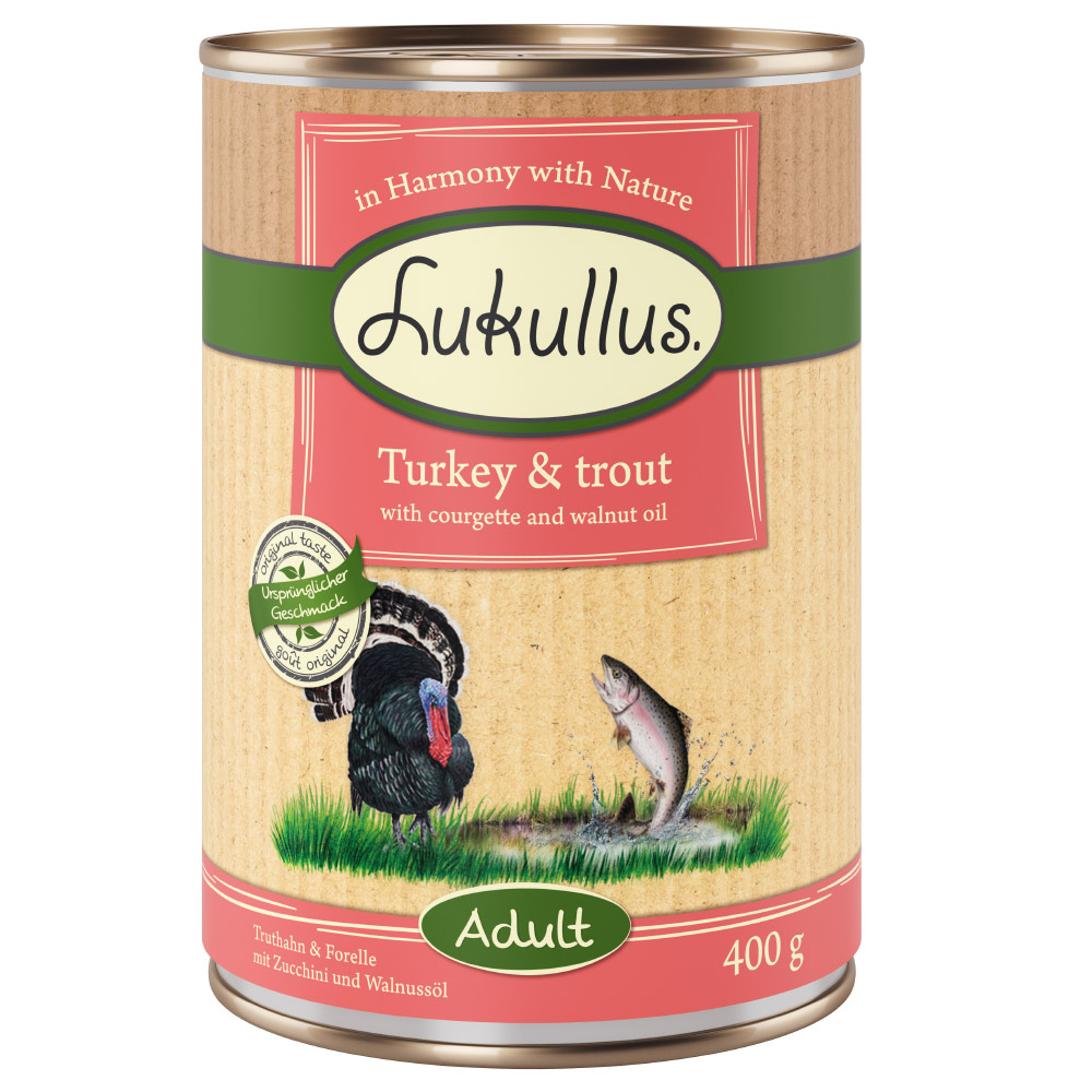Lukullus Naturkost Adult Getreidefrei 6 x 400 g - Truthahn & Forelle Lukullus Naturkost Adult Getreidefrei 6 x 400 g - Truthahn & Forelle von Lukullus