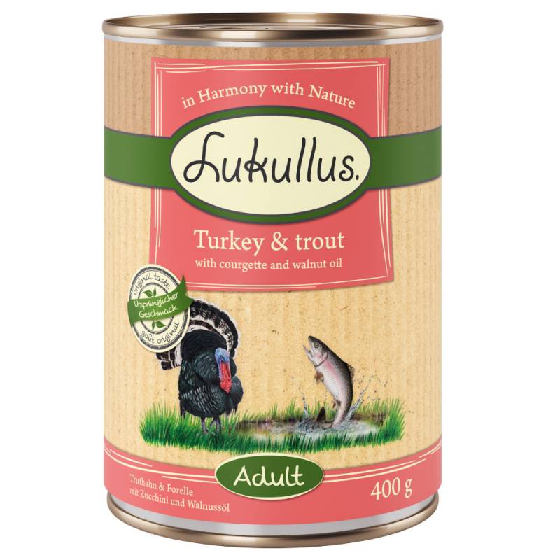 Lukullus Naturkost Adult Getreidefrei 6 x 400 g - Truthahn & Forelle Lukullus Naturkost Adult Getreidefrei 6 x 400 g - Truthahn & Forelle von Lukullus