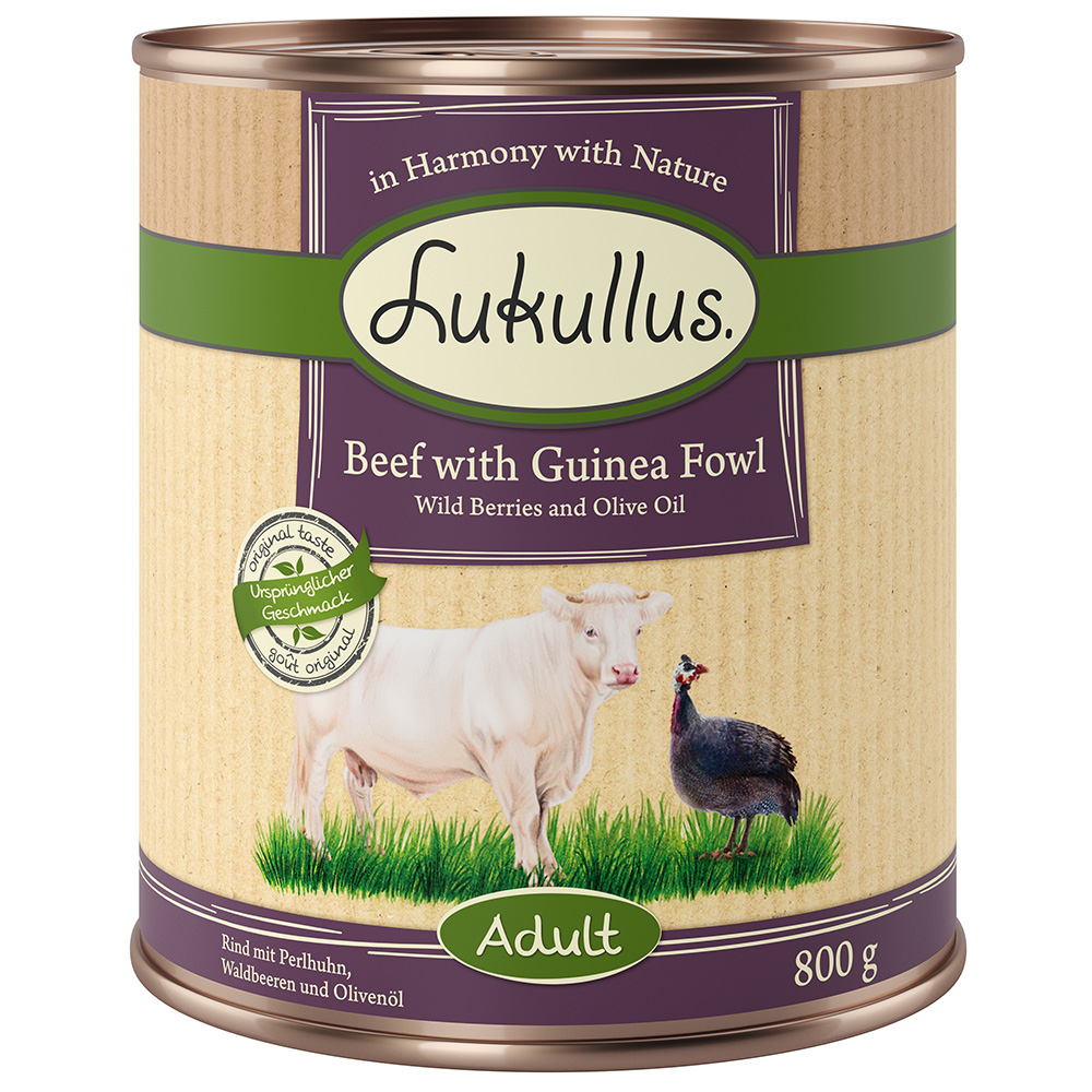 Lukullus Naturkost Adult Getreidefrei 6 x 800 g Rind & Perlhuhn von Lukullus