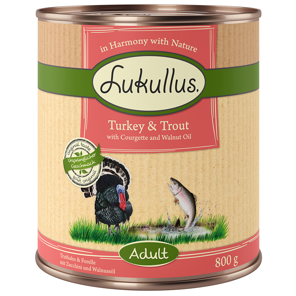 Lukullus Naturkost Adult Getreidefrei 6 x 800 g Truthahn & Forelle von Lukullus