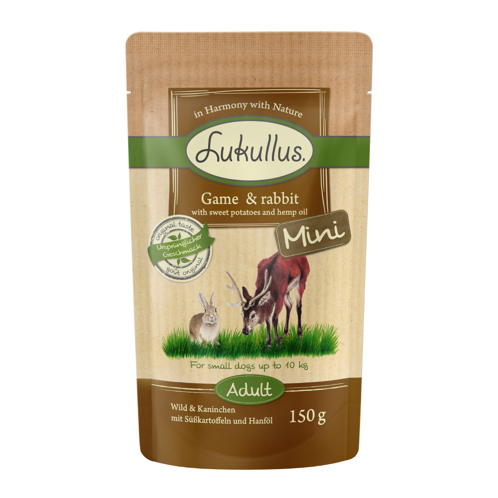 Lukullus Naturkost Adult Mini Getreidefrei 6 x 150 g - Wild & Kaninchen von Lukullus