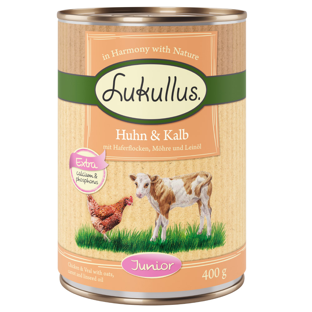 Lukullus Naturkost Junior 6 x 400 g Huhn & Kalb von Lukullus