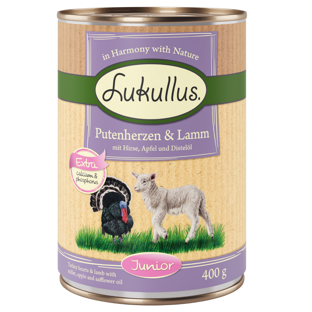 Lukullus Naturkost Junior 6 x 400 g Putenherzen & Lamm von Lukullus