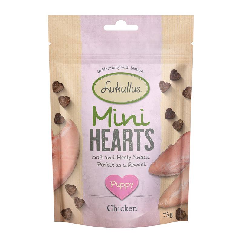 Lukullus Puppy "Mini Hearts" Snacks Huhn (getreidefrei) - Sparpaket 3 x 75 g von Lukullus
