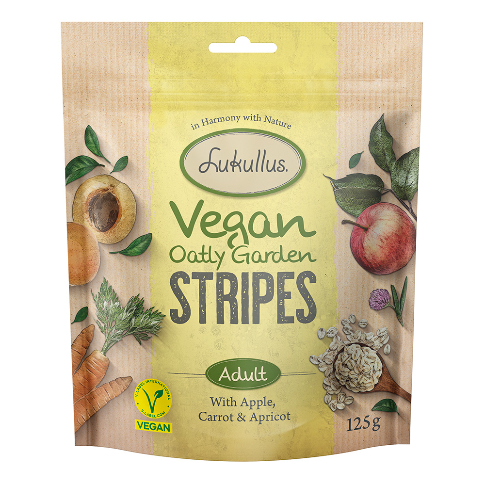 Lukullus Vegan Garden Stripes Apfel, Karotte & Aprikose - 125 g von Lukullus