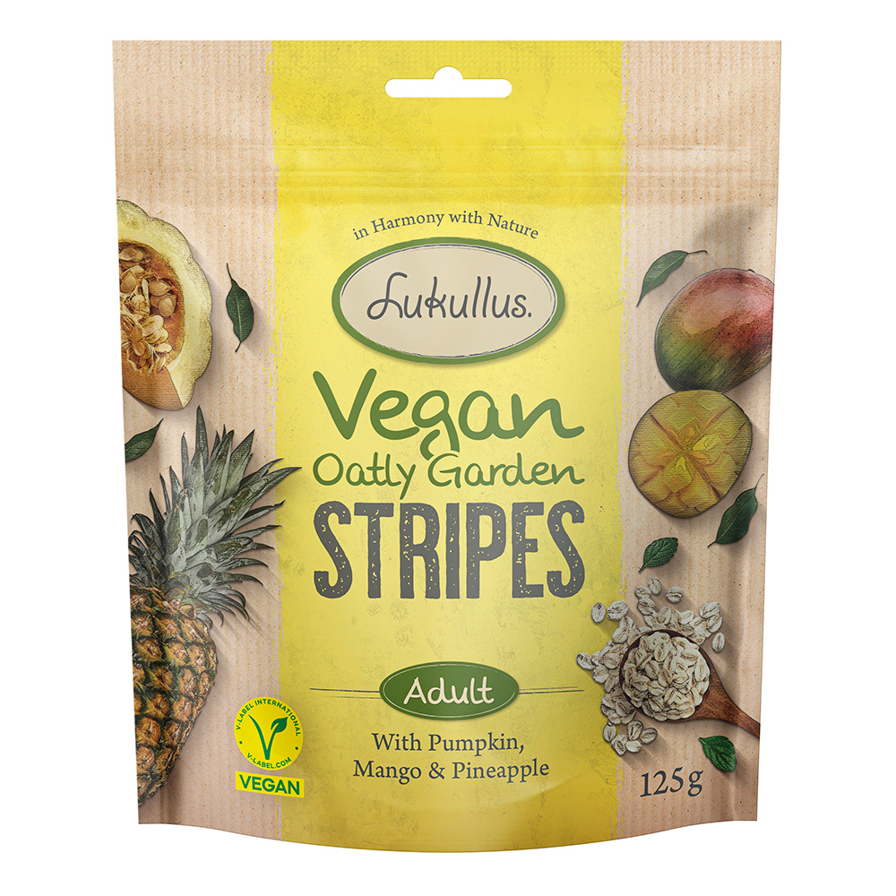 Lukullus Vegan Garden Stripes Kürbis, Mango & Ananas - Sparpaket 3 x 125 g von Lukullus
