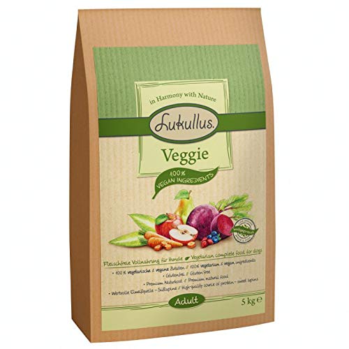 Lukullus Veggie Natürliches kaltgepresstes und glutenfreies komplettes Trockenfutter für ausgewachsene Hunde, 5 kg, für Hunde mit ernährungsphysiologischen Empfindlichkeiten von Lukullus