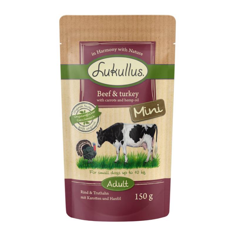 Sparpaket Lukullus Mini Frischebeutel 24 x 150 g - Rind & Truthahn von Lukullus