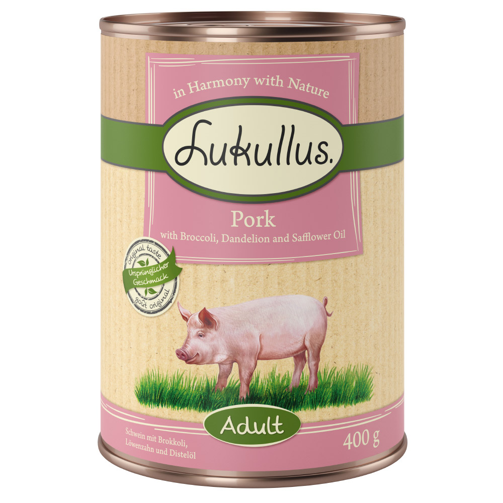 Sparpaket Lukullus Naturkost 24 x  400 g - Adult Schwein (getreidefrei) von Lukullus