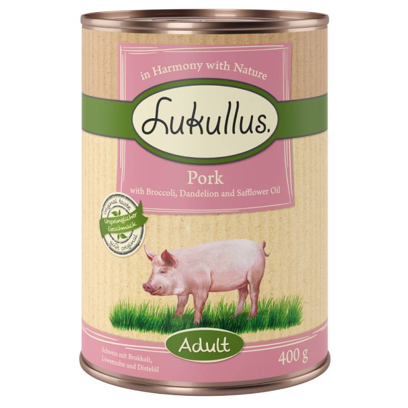 Sparpaket Lukullus Naturkost 24 x 400 g - Adult Schwein (getreidefrei) von Lukullus
