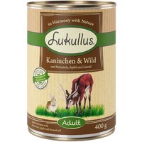 Sparpaket Lukullus Naturkost 24 x 400 g - Adult Kaninchen & Wild von Lukullus