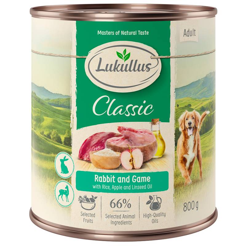 Sparpaket Lukullus Naturkost 24 x 800 g - Adult Kaninchen & Wild von Lukullus