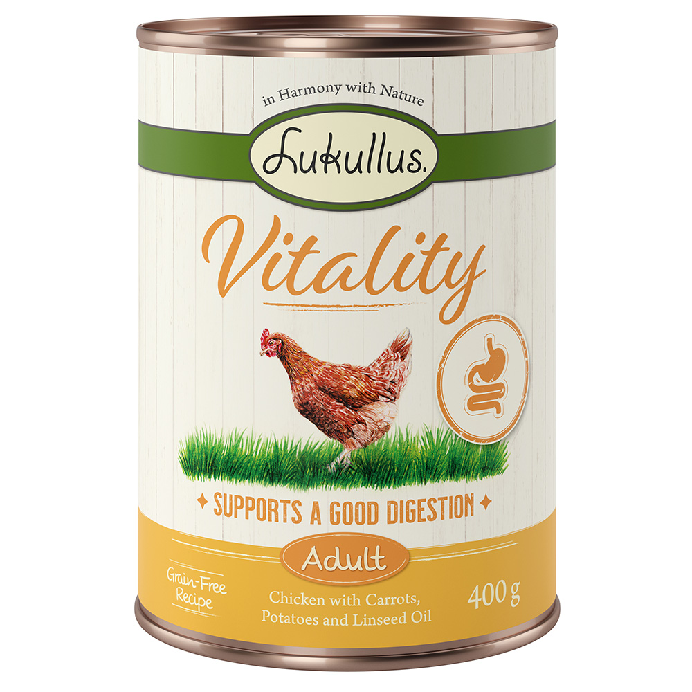 Sparpaket Lukullus Vitality 24 x 400 g  - Unterstützung der Verdauung: Huhn (getreidefrei) von Lukullus
