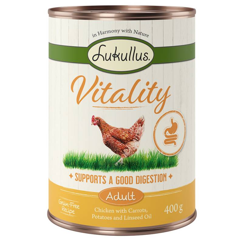 Sparpaket Lukullus Vitality 24 x 400 g  - Unterstützung der Verdauung: Huhn (getreidefrei) von Lukullus