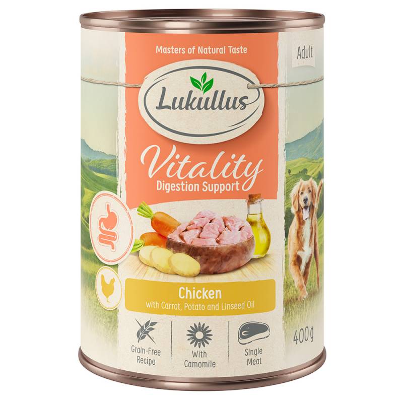 Sparpaket Lukullus Vitality 24 x 400 g  - Unterstützung der Verdauung: Huhn (getreidefrei) von Lukullus